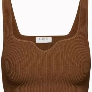 Babaton Chocolate Ribbed Square-Neck Tank